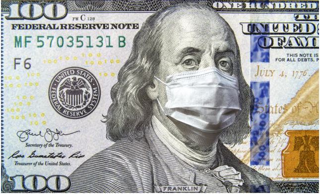 100 Bill with COVID Mask